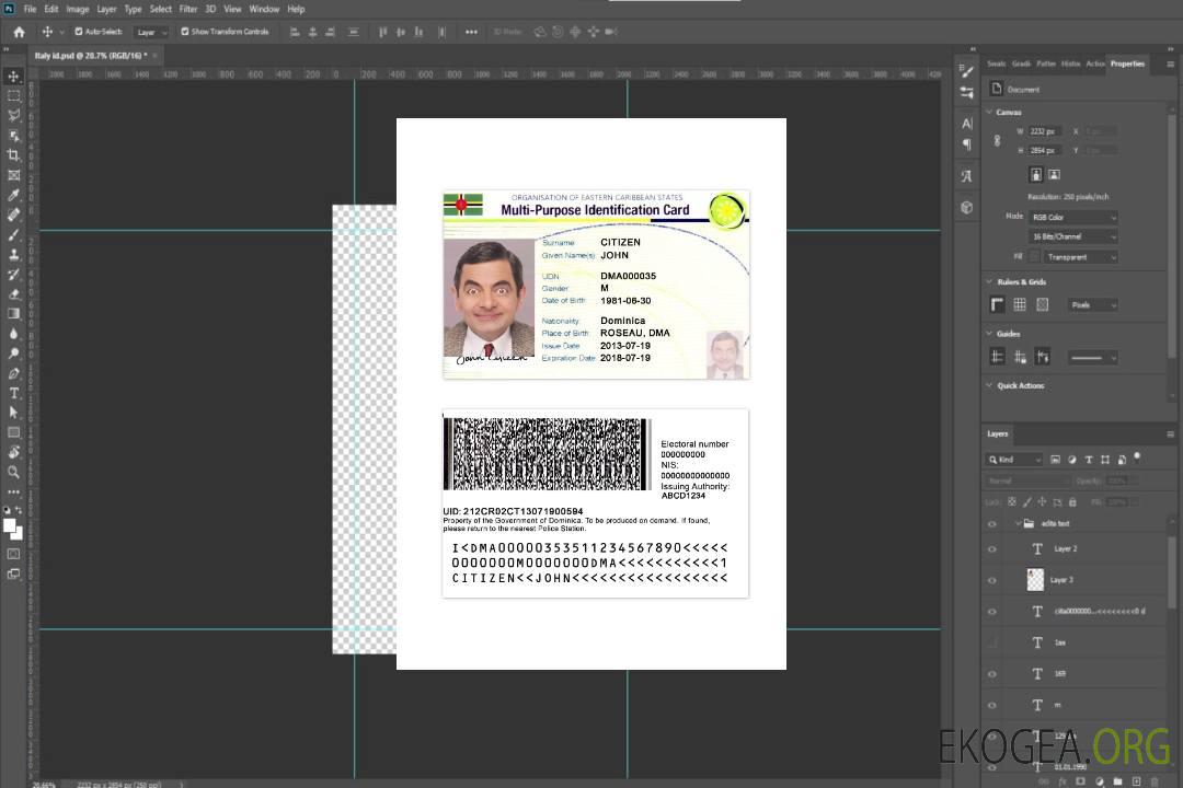 Carte d'identité polyvalente des États des Caraïbes orientales template Carte d'identité polyvalente des États des Caraïbes orientales template